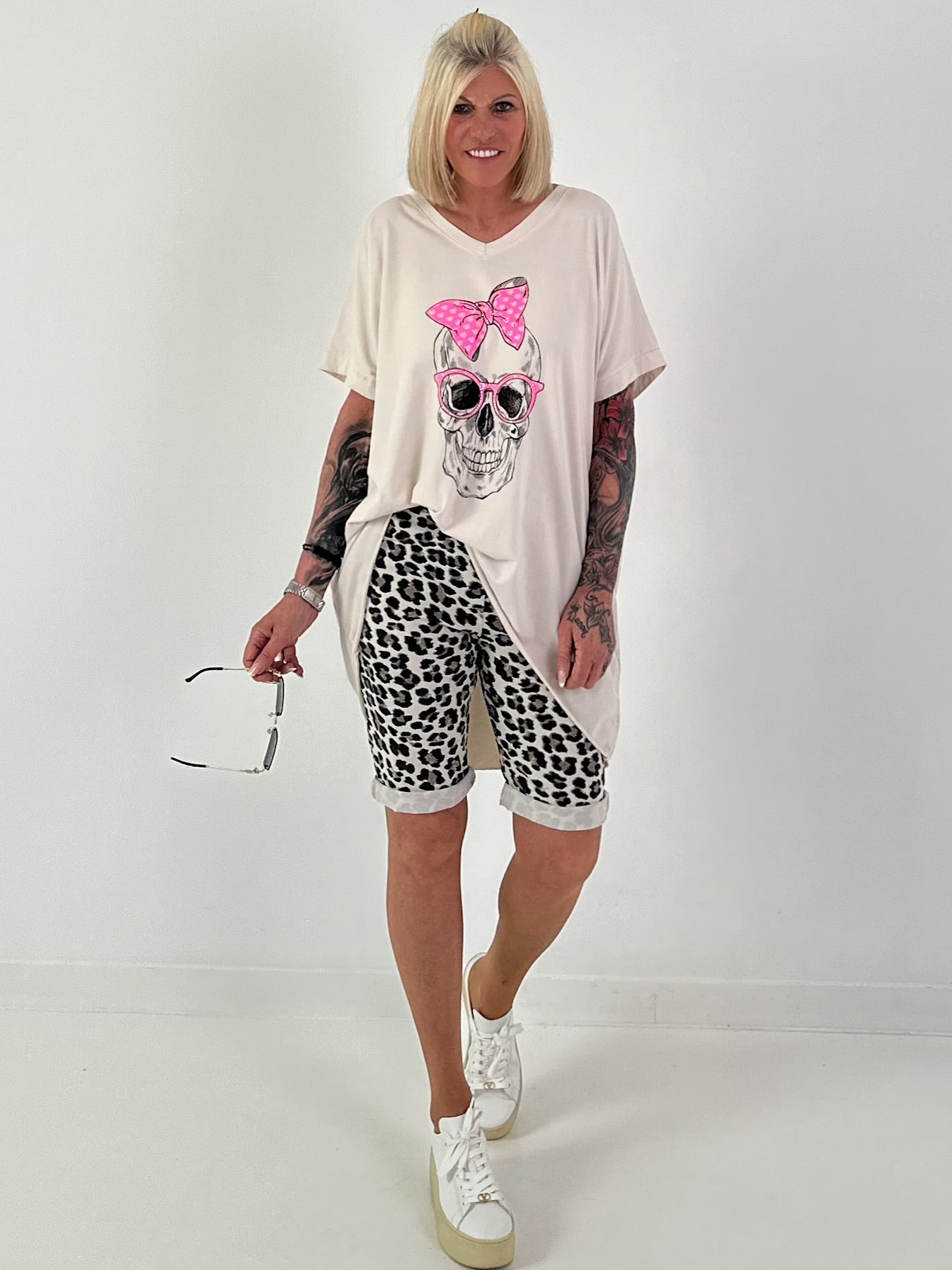 Oversized Shirt Skull - beige