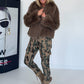 Faux fur jacket - taupe