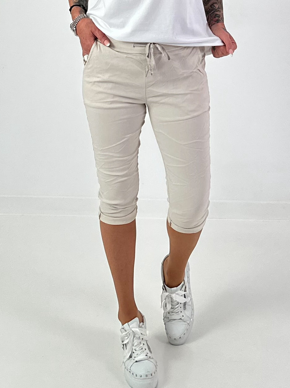 Capri Hose mit Bindeband - beige
