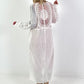 Linen Dress with Crochet Inserts - White