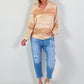 Silk tunic with gradient and heart details - beige multi-colored