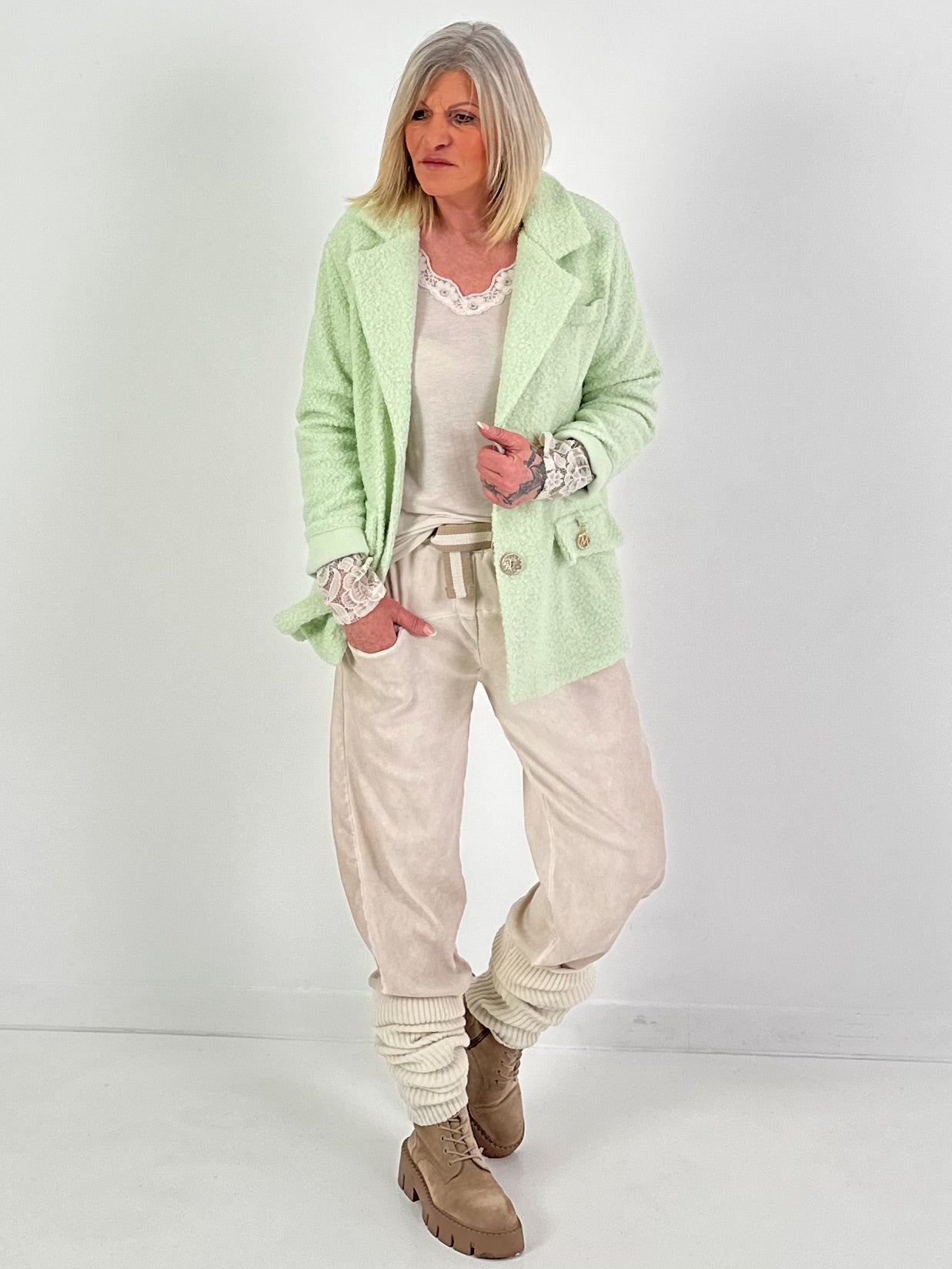 Bouclé Jacke - lindgrün