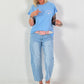 Fine Knit Shirt Dog Mom - light blue