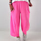 Balloon Linen Trousers with Fringe Details - taupe