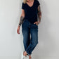 Ripp T-Shirt stone washed- dunkelblau