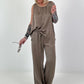 Two-piece set in satin look - taupe