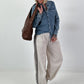 Pants with elastic waistband - beige