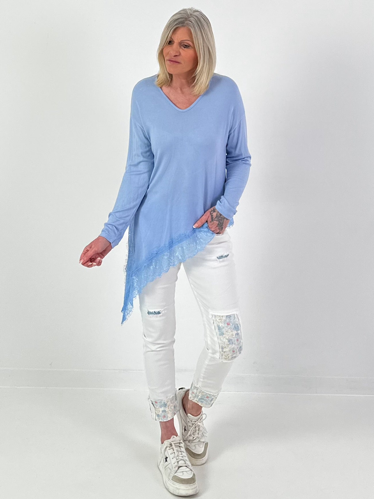 Feinstrick Pullover - hellblau