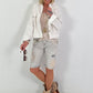 Boho Jacke mit Paillettendetails - weiss