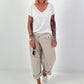 Balloon trousers with overlay - beige