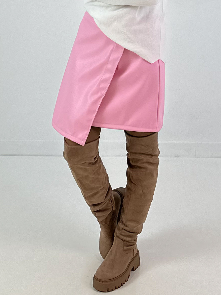 Leather-look skirt, model "Fearless Faux" - pink