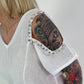 Linen Cut-Out Shirt - white