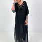 Ibiza Kleid mit Häkeleinsätzen - schwarz