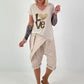 Love T-shirt with leopard and sequin details - beige