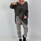 Hose mit elastischem Bund und Leo-Print - leo-weiss