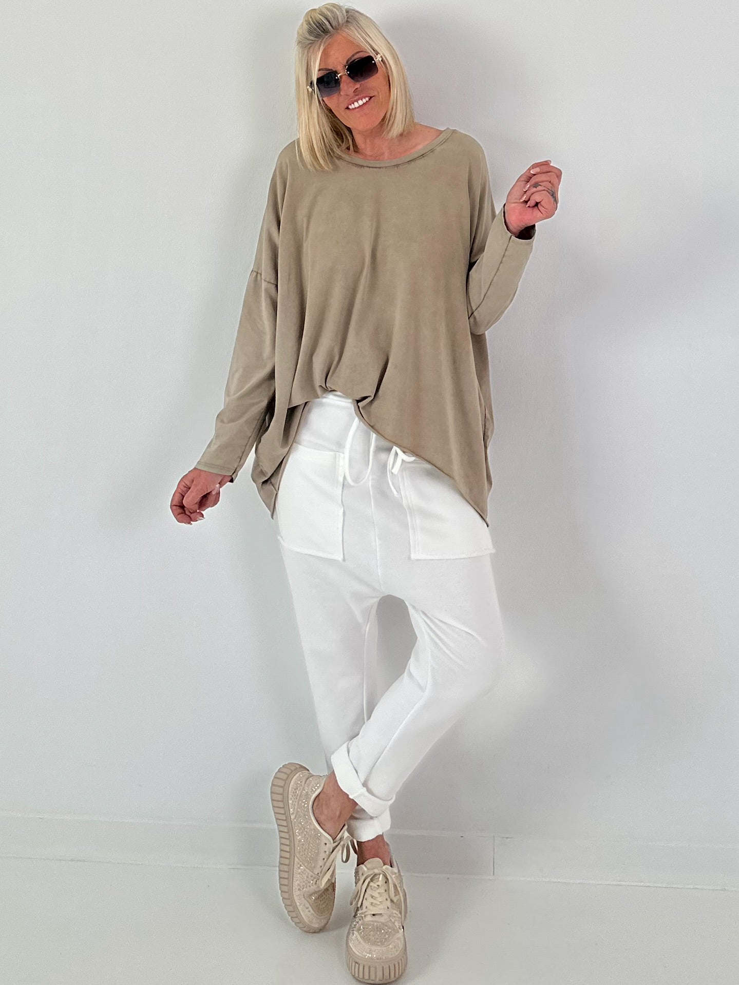 Oversized Shirt stone washed - taupe