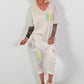 T-Shirt mit Glitzer-Patch - beige