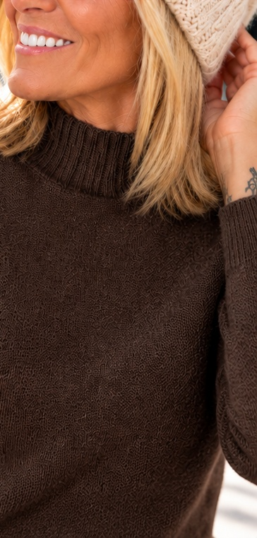 Pullover mit Stehkragen - chocolate