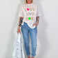 Fine-knit T-shirt Love - white