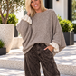 Pullover mit gerüschten Ärmelabschlüssen - taupe-beige