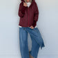 Jacke mit Strickarm und Kapuze - bordeaux