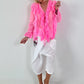 Tunika zum Binden mit Volants - neonpink