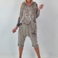 Linen Shirt with Off-Shoulder Cut-Outs Leo - beige