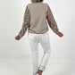 Leichter Sweater mit Spitzenärmeln - beige