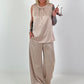 Two-piece satin look - beige
