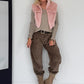 Vest in knusse imitatiebontlook - roze