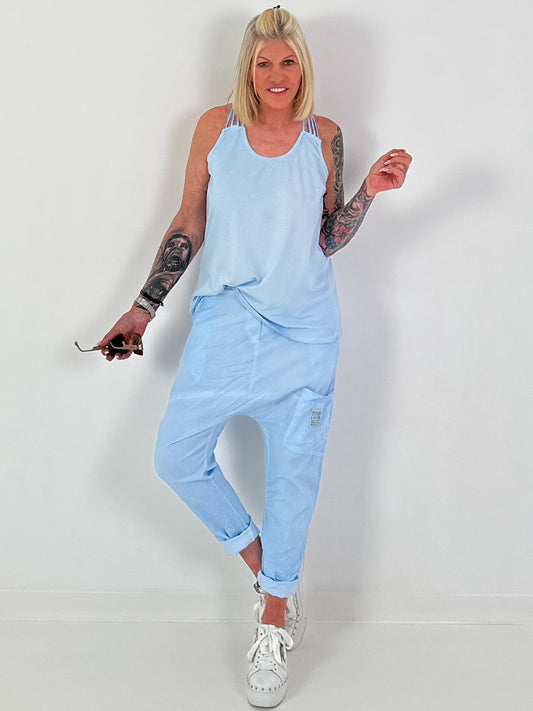 2nd Choice Top with criss-cross straps - light blue