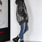 Jacke im Materialmix mit Pailletten und Strasskreuz - anthrazit