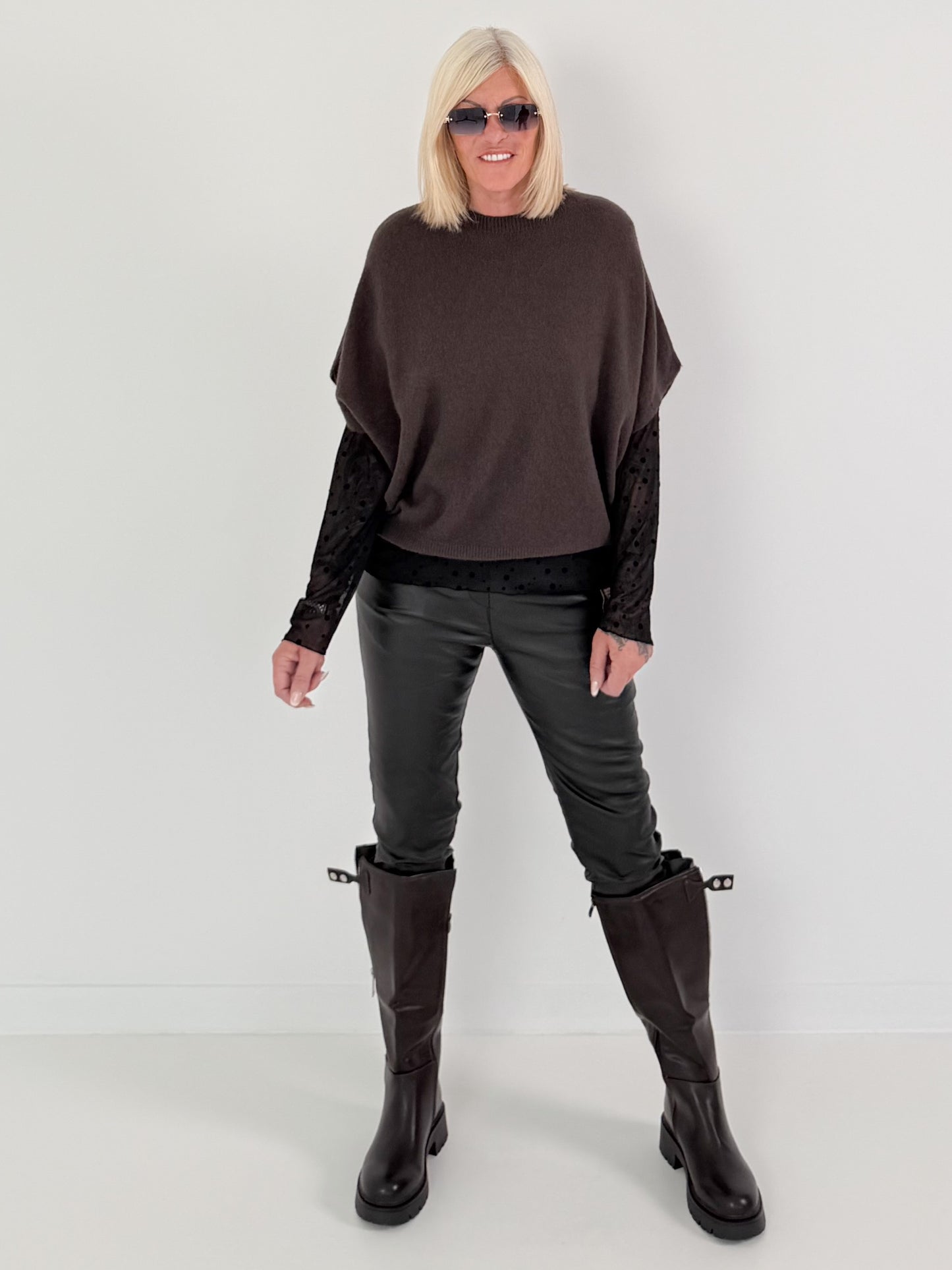 Soft Knitted Sweater Vest - mocha