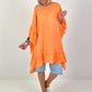 Tunic/dress with crocheted back - neon orange