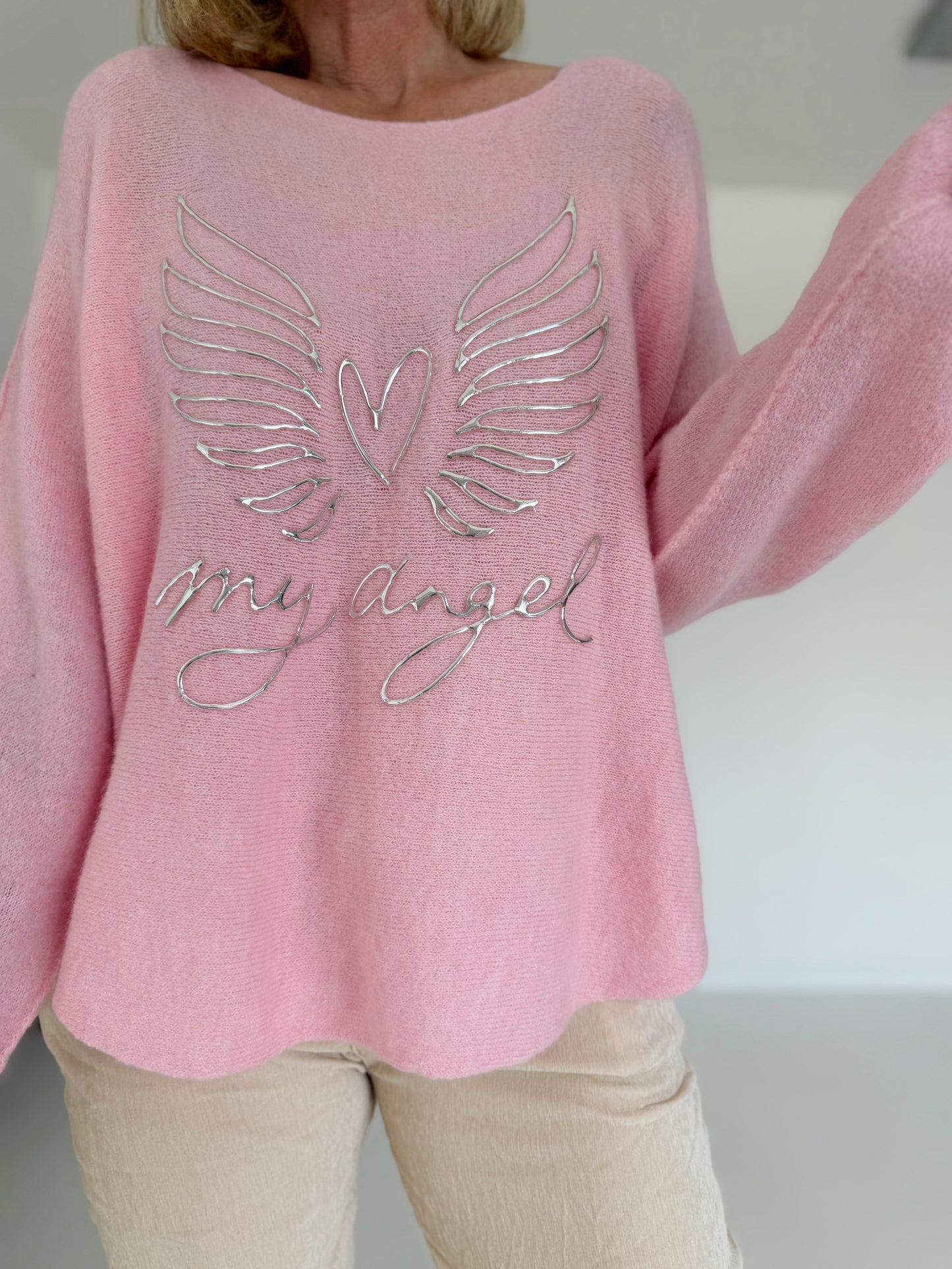 Weicher Pullover My Angel - rosa