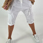 Baggy Short mit Schnürdetail - weiss