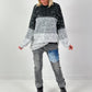 Long pullover model "Block Spark" - grey-multicoloured