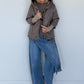 Jacke mit Strickarm und Kapuze - taupe