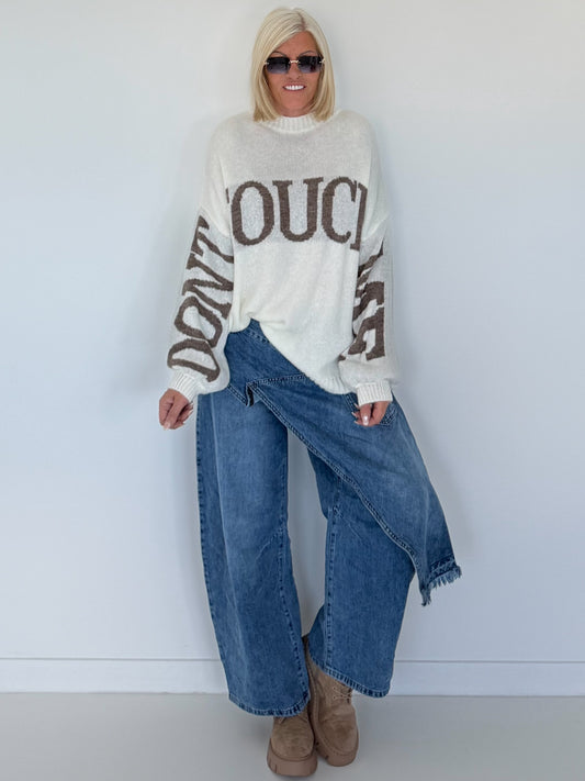Oversized Strickpullover Dont Touch Me - ecru-taupe