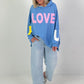 Oversized Hoodie Love - blau