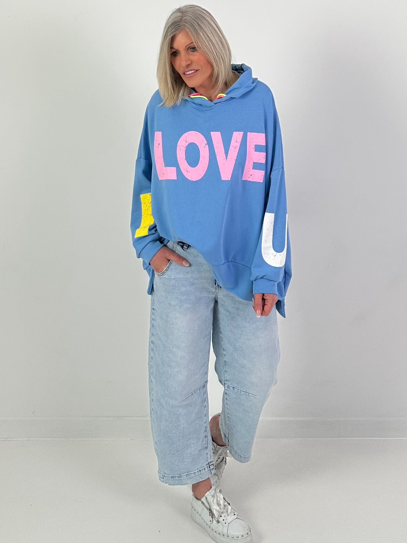 Oversized Hoodie Love - blau
