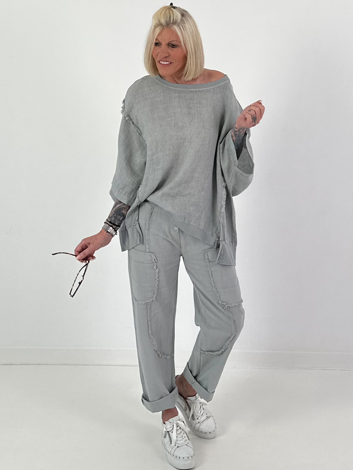 Oversized Linen Shirt - Grey