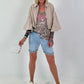 Sommer Crop-Jacke mit halben Arm - beige