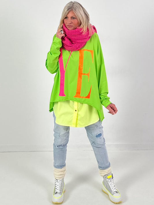 Oversized shirt model "YEAH" - neon green