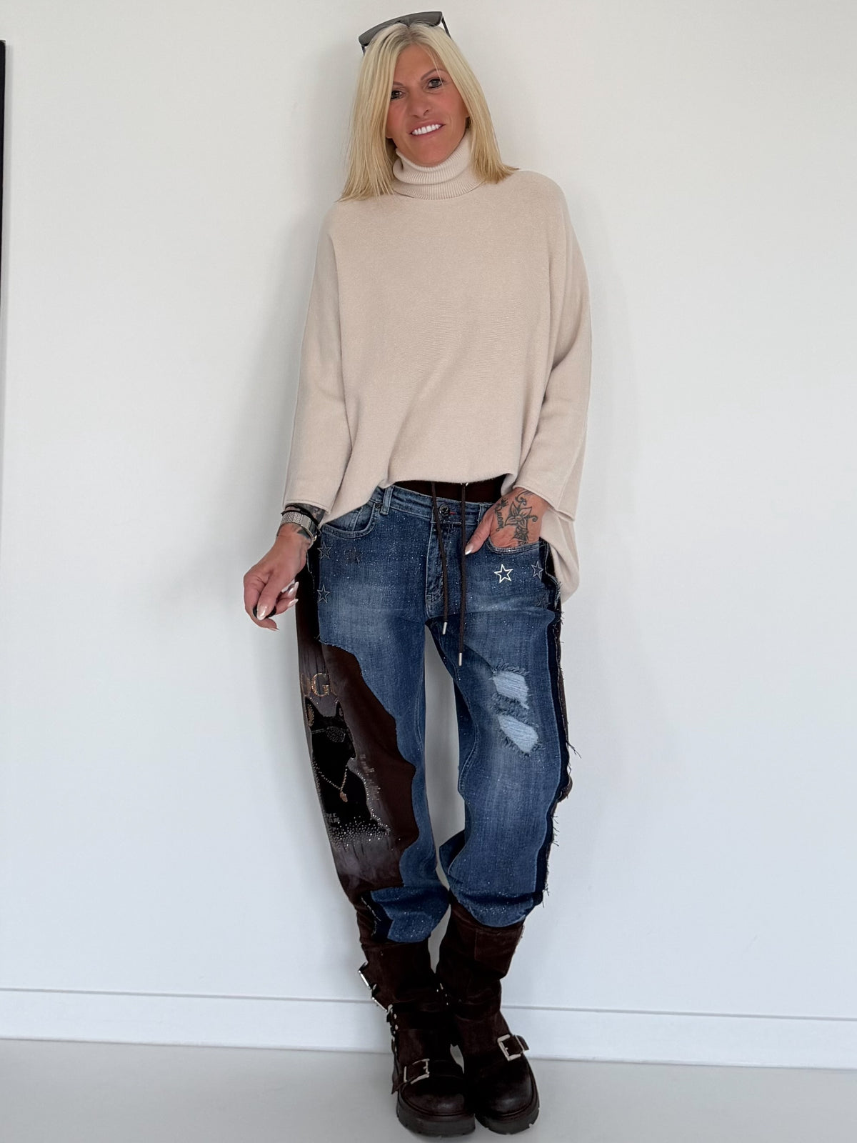 Rollkragenpullover - beige