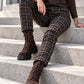 Hose im Karo-Look - mokka-mehrfarbig