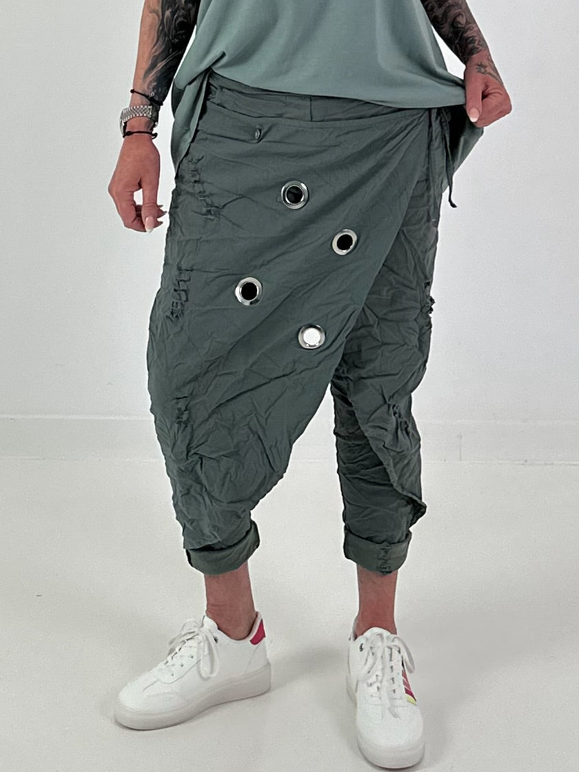 Stylische Hose im Knit-Look - khaki
