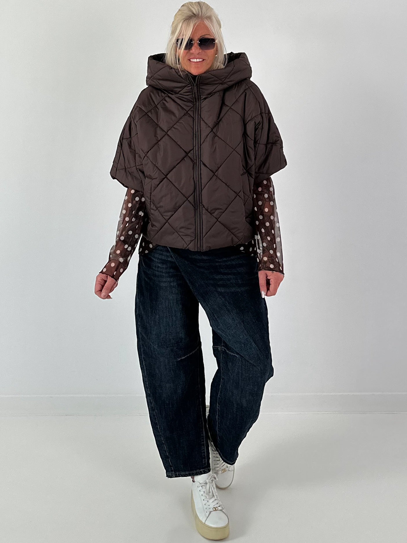 Jacket with XL collar and hood - mocha
