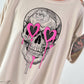 Oversized Shirt mit Cut Outs und Skull - beige