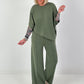 Two-piece set with asymmetrical shirt - khaki